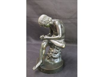 Vintage Bronze Sculpture Of A Man With A Splinter In His Foot- Unique Piece As Pictured