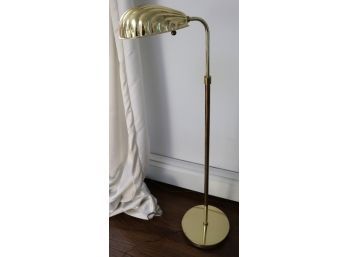 Vintage Brass Floor Lamp With An Adjustable Shell-Like Shade