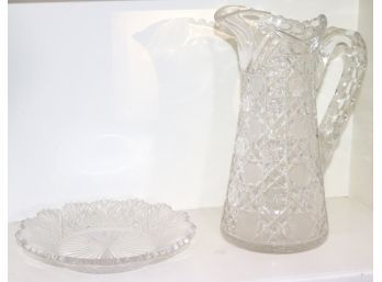Cut Crystal Pitcher & Plate