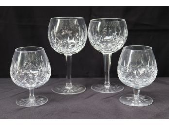 3 Waterford Red Wine Crystal Stemware And 2 Brandy Glasses In Kildare Pattern