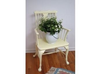 Wood Arm Chair, Includes Decorative Flower Basket By Hall