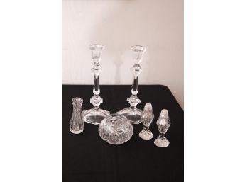 Pretty Collection Includes Candlesticks, Salt & Pepper, Small Vases