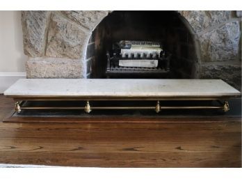 Antique Brass Fireplace Fender With Marble Top, Can Be Used As Wall Shelf.