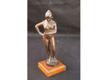 Beautiful Nude Sculpture By S. Sihiva Yenberg On Wood Base With Stamp/Emblem On The Bottom