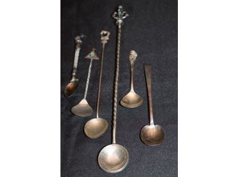Vintage Sterling Silver Decorative Spoons, With Arabic Writing & Topaz Decoration