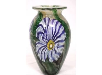 Vintage Tall Eickholt Art Glass Vase Signed & Dated With Paperwork
