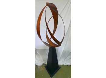Fabulous Curtis Jere Signed Abstract Metal Kinetic Sculpture On Base