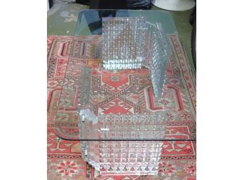 Fabulous 1970s Post Modern Faceted Lucite & Beveled Glass Coffee Table