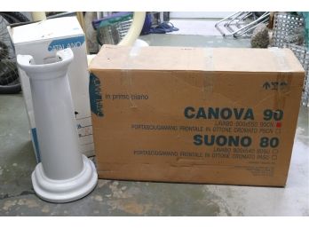 Vintage Canova 90 Italian White Ceramic Pedestal Sink New In Box