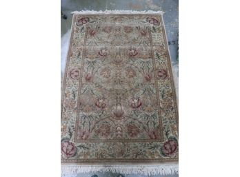 Hand Woven William Morris Style Design Wool Area Rug In Soft Colors