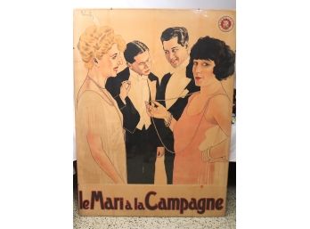 Large Antique French Film Poster On Linen By Andre Roberty, Ca. 1912