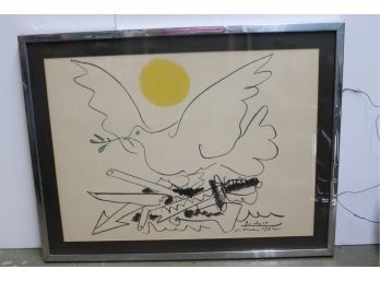 Vintage Picasso Lithograph The Dove Of Peace Dated 1962 Stone Signed