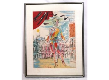 After Raoul Dufy Venetian Harlequin Lithograph Framed