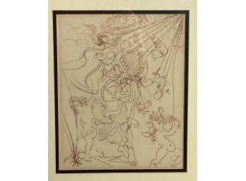 Salvador Dali Autumn Cherubs Limited Print Reverse Plate Signed Framed