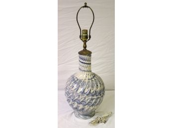 Large Ceramic Marbleized Design Lamp In Working Condition