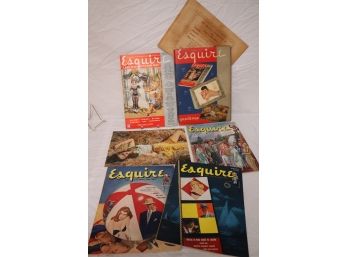 Lot Of Vintage Esquire Magazines 1943 Jan.1withst With Jane Russell Puzzle