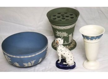 Wedgwood Vase With Frog, Wedgwood Bowl, Porcelain Dalmatian & More