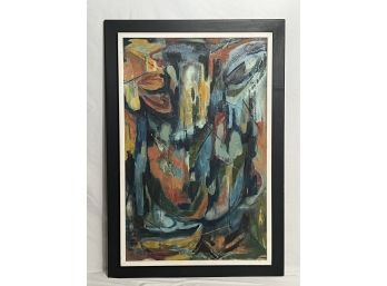 Colorful Mid Century Modern Abstract Painting Artwork Signed By Artist