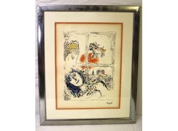 After Marc Chagall Lithograph Paris From My Window Signed In The Plate
