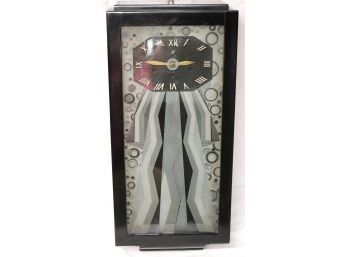 Magnificent  French Art Deco Wall Clock With Frosted Glass Anemone Design & Signature