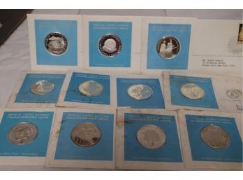 Lot Of 11 United Nations Silver Commemorative Medals From 1976  - 1986