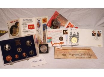 Lot Of Assorted Vintage Commemorative Coins With Hong Kong Transfer Of Sovereignty & More