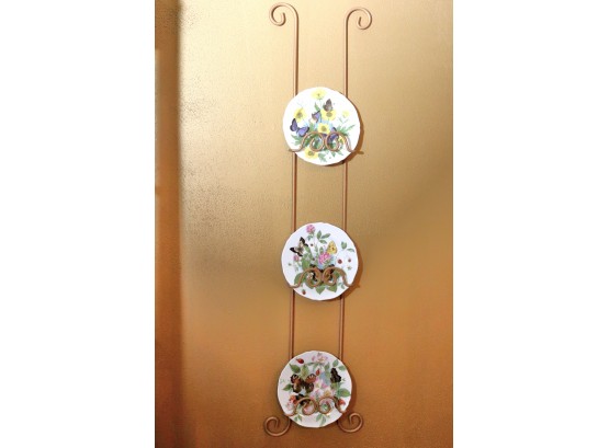 Beautiful Limoges Rochard Decorative Wall Plates In Ornate Plate Holder