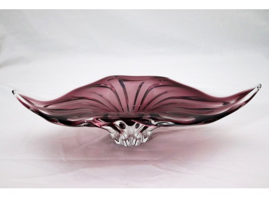 Elegant Murano Art Glass Decorative Purple Bowl With A Mid Century Flair