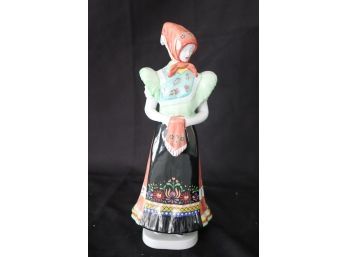 Hollohaza Hungarian Hand Painted Porcelain Figurine Of Ethnic Woman