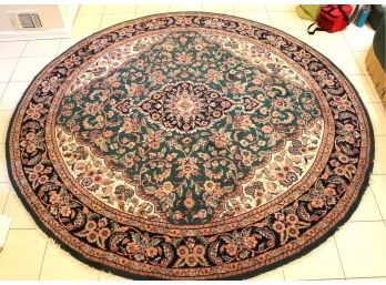 Round Hand-Woven Area Rug With Oriental Style Design & Center Medallion