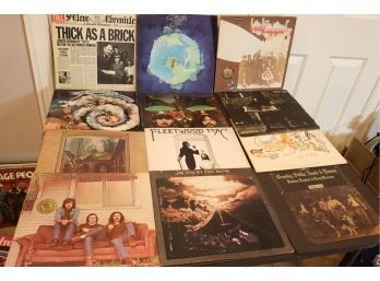 Lot Of 12 Vintage Record Albums With Fleetwood Mac, Moody Blues, Led Zeppelin, & More