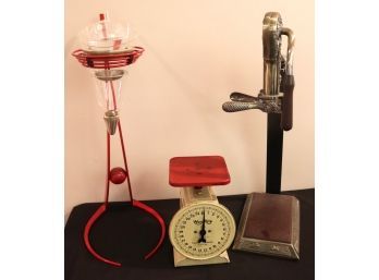 Tall Vintage Style Bottle Opener, Wine Aeration, And Way Rite Kitchen Scale