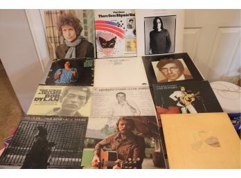 Lot Of 12 Vintage Records With Bob Dylan, Leonard Cohen, Paul Simon, James Taylor & More