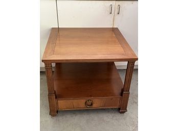 Quality Vintage Baker Side Table With Shelf & Drawer