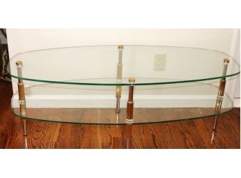 Two Tier Glass Coffee Table With Brass & Chrome Accents