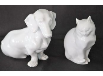 Herend Porcelain Dachshund & Persian Cat Figurines