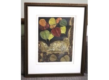 Print With Leaves & Hebrew Writing Signed & Numbered