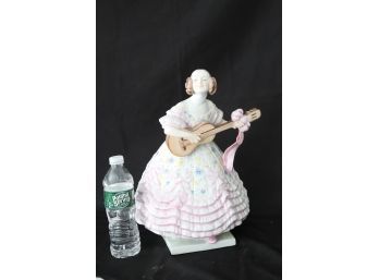 Gorgeous Herend Porcelain Figurine Of Entrancing Female Guitar Player