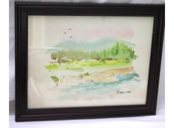 Watercolor Landscape Painting Signed By Artist