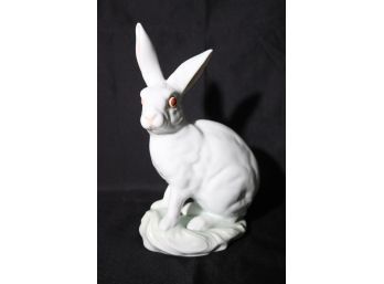 Amazing Large Herend Porcelain Bunny Rabbit/Hare With Amber Eyes