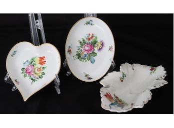 Three Small Herend Porcelain Decorative Trinket Dishes