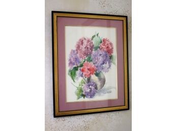 Watercolor Painting Of Floral Still Life Signed Blanche Fried 1987