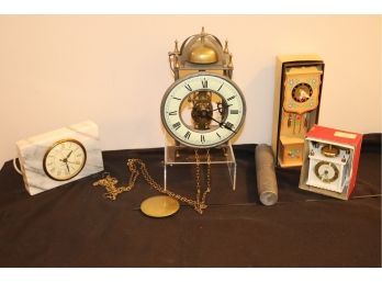Lot Of Vintage Clocks With German Mechanical Clock, Marble Electric Clock, & More