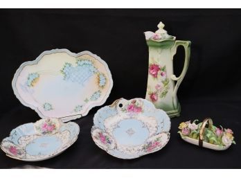 Lot Of Antique Porcelain Items With Austria Plate, Teapot, Plates & More