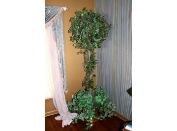 Tall Faux Ivy Leaf Topiary In Brass Planter