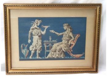 Neoclassical Petit Point Needle Work In Wedgwood Blue Background