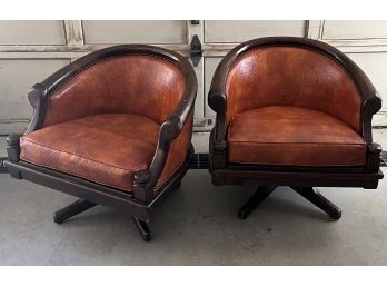 Pair Of Vintage Swivel Curved Back Armchairs By Maxwell Royal Furniture, North Carolina W