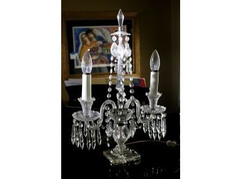 Very Fancy Antique Style Illuminated Candelabra With Hanging Crystals