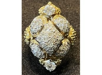 18K YG ONE-OF-A-KIND TURTLE BACK DIAMOND RING - SIZE 6.75