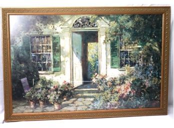 Framed Print Of Charming Cottage With Flowers